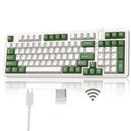 AUSDOM 98Pro Wireless Mechanical Keyboard, Tri-Mode BT/2.4GHz/USB-C Hot Swappable Custom Gaming Keyboard with Backlit, Gasket Structure, Linear Switches for Windows/Mac/PC (Clicky Sound) - Image 1