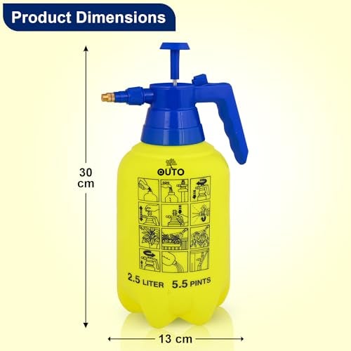OUTO Agro Handheld Manual Garden Sprayer Water Pressure Pump for Plant Spraying Gardening Household Cleaning Removal and Sanitising (2.5 Ltrs Random Colour) - Image 2