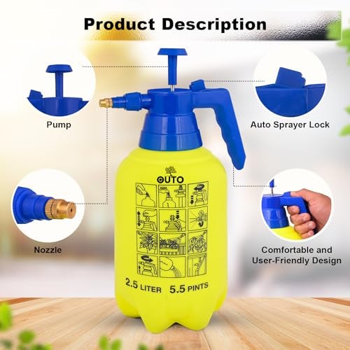 OUTO Agro Handheld Manual Garden Sprayer Water Pressure Pump for Plant Spraying Gardening Household Cleaning Removal and Sanitising (2.5 Ltrs Random Colour) - Image 3