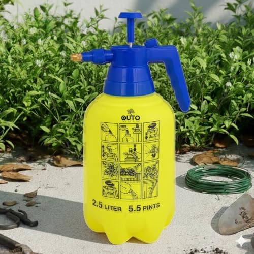 OUTO Agro Handheld Manual Garden Sprayer Water Pressure Pump for Plant Spraying Gardening Household Cleaning Removal and Sanitising (2.5 Ltrs Random Colour) - Image 1
