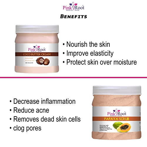 Pink Root Cocoa Butter Cream 500ml with Papaya Scrub 500ml - Image 5