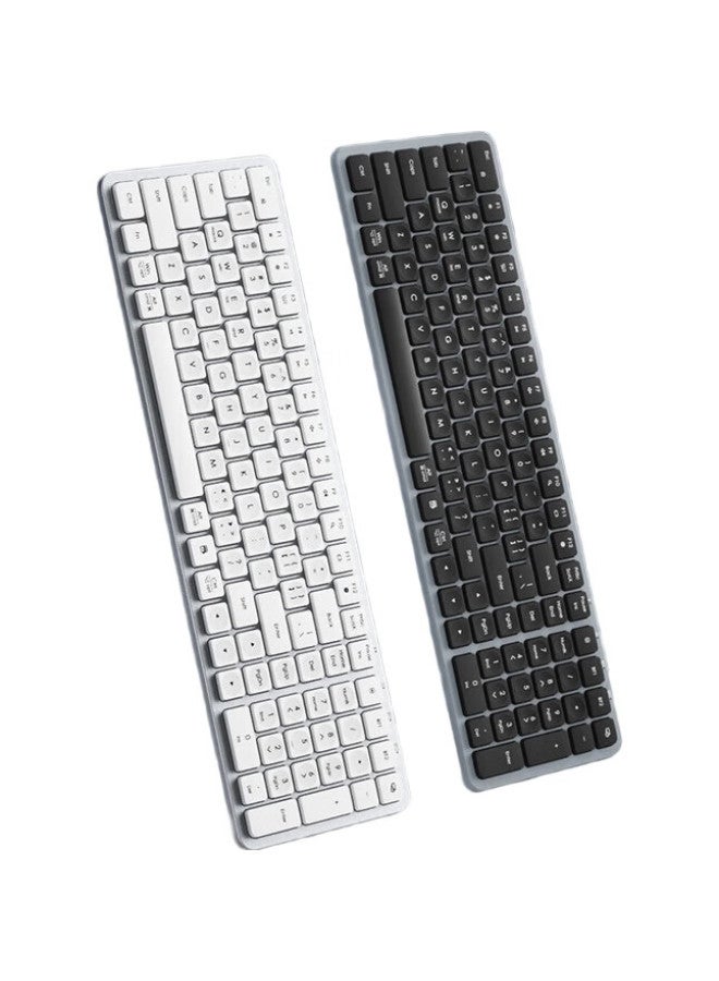 B.O.W Hangshi (Bow) K670Dl Dual-Mode Wireless Bluetooth Charging Keyboard, Home Office Tablet Phone Laptop Quiet Keyboard, Black And Gray - Image 2