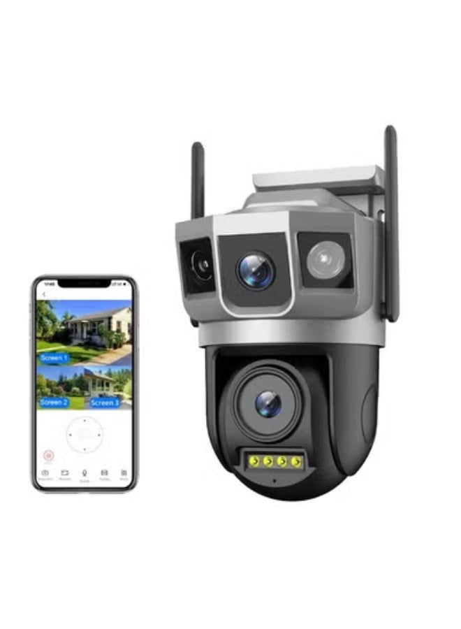 JAJEEK SC23-W 4MP Smart WiFi Outdoor Security Camera with Dual Lens, PTZ Control, 3-Image Display, Motion Alerts, Night Vision, and Weather-Resistant Bullet Design for Wireless IP Monitoring – White/Black - Image 1