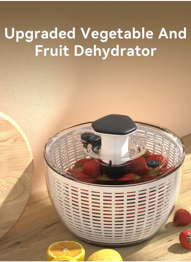 Large Salad Spinner of 6L, Multifunction Fruit Cleaner Drainer, Manual Reusable Quick Dry Vegetable Dryer with Bowl and Colander, Manual Salad Spinner and Drain Lettuce Quick Spinner, BPA Free