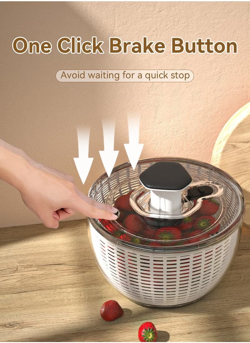 Large Salad Spinner of 6L, Multifunction Fruit Cleaner Drainer, Manual Reusable Quick Dry Vegetable Dryer with Bowl and Colander, Manual Salad Spinner and Drain Lettuce Quick Spinner, BPA Free