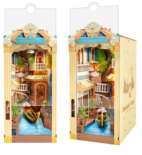 Rolife DIY Book Nook Kit for Adults Miniature Dollhouse Booknook Kit 3D Wooden Puzzle Creative Decorative Bookends Bookshelf Diorama Insert Crafts Hobbies Gifts Romantic Venice - Image 1