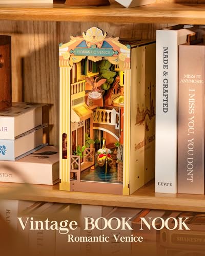 Rolife DIY Book Nook Kit for Adults Miniature Dollhouse Booknook Kit 3D Wooden Puzzle Creative Decorative Bookends Bookshelf Diorama Insert Crafts Hobbies Gifts Romantic Venice - Image 5