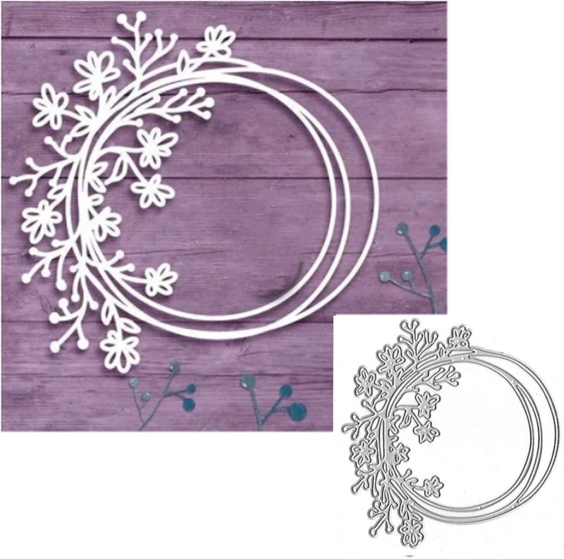 Circle Flowers Lace Metal Cutting Die Cuts Wedding Lace Stencils DIY Crafts Cards Dies Cuts for DIY Embossing Card Making Photo Decorative Scrapbooking Circle Flowers