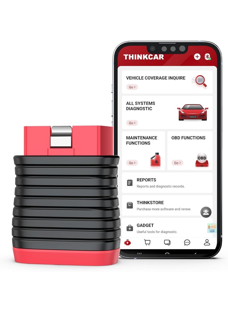 فكر في السيارة جهاز فحص أعطال السيارات THINKDIAG BD6 OBD2 بتقنية البلوتوث، أداة تشخيص لاسلكية لقراءة جميع رموز الأعطال في أنظمة iOS وAndroid، يدعم إعادة ضبط سريعة لأكثر من 5 أعطال، مزود بخاصية فحص ضوء محرك السيارة، وتحديثات مجانية مدى الحياة. - Image 1