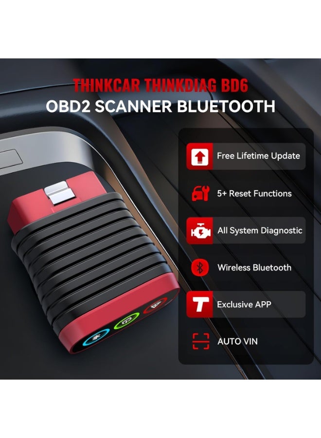 فكر في السيارة جهاز فحص أعطال السيارات THINKDIAG BD6 OBD2 بتقنية البلوتوث، أداة تشخيص لاسلكية لقراءة جميع رموز الأعطال في أنظمة iOS وAndroid، يدعم إعادة ضبط سريعة لأكثر من 5 أعطال، مزود بخاصية فحص ضوء محرك السيارة، وتحديثات مجانية مدى الحياة. - Image 2
