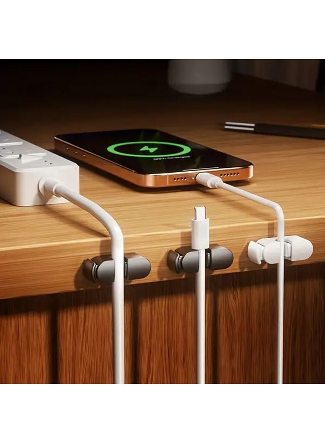 White 5 Pack Self Adhesive Cord Organizers With Spring Clamp Cable Management Clips - Image 2