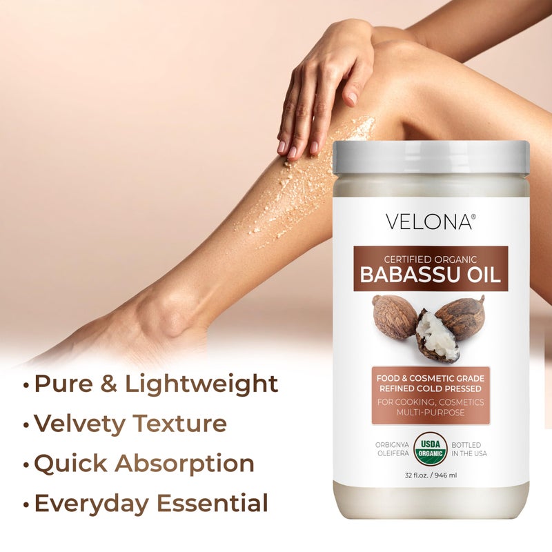 velona Babassu Oil USDA Certified Organic - 32 Fl Oz | 100% Pure and Natural Carrier Oil | Refined, Cold Pressed | Face, Hair, Body & Skin Care and Cooking | Use Today - Enjoy Results - Image 5
