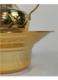 HTH 2.5L Classic Engraved Design Arab Traditional Hand Washing Set Stainless Steel Mirror Finish Long Tail Water Pot with Basin Set for Home Hotel Outdoor Travel Picnic 33 cm  - Image 3