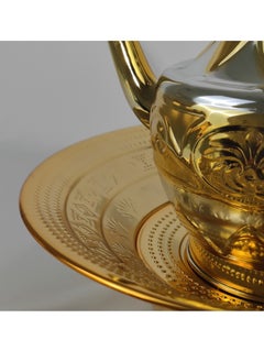HTH 2.5L Classic Engraved Design Arab Traditional Hand Washing Set Stainless Steel Mirror Finish Long Tail Water Pot with Basin Set for Home Hotel Outdoor Travel Picnic 33 cm  - Image 4