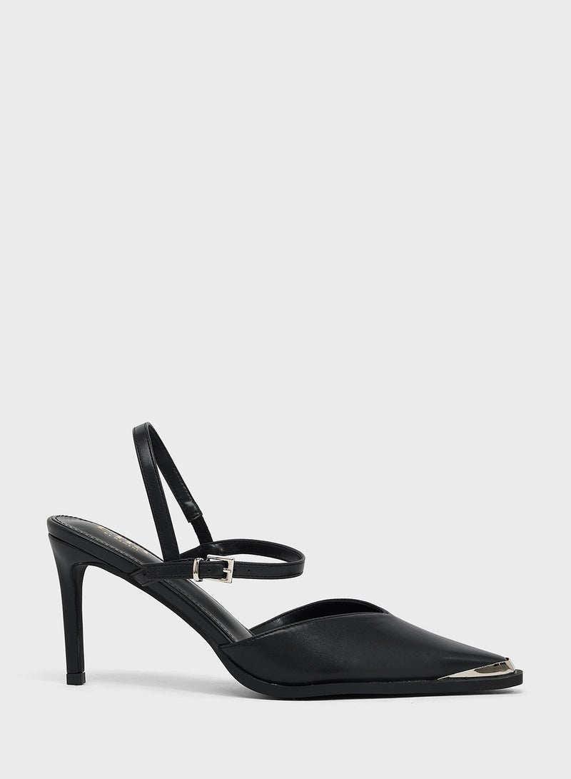 ايلا حذاء كعب عالٍ بحزام للكاحل مع لمسة معدنية - Image 1