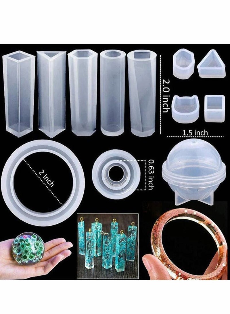 Excefore Handmade Crystal Glue Mold Set 83 Pcs Silicone Resin Kits Epoxy Resin Moulds for Jewelry Earrings Necklace Bracelet Nail Art Stencils Handmade Craft  - Image 4
