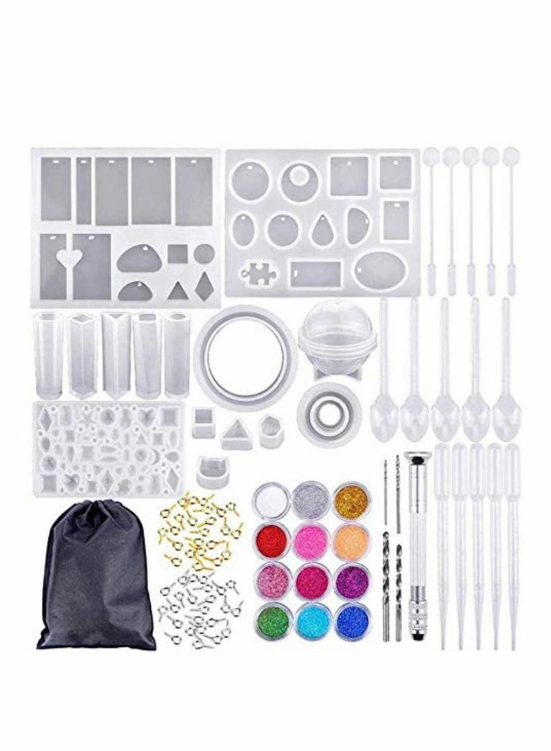 Excefore Handmade Crystal Glue Mold Set 83 Pcs Silicone Resin Kits Epoxy Resin Moulds for Jewelry Earrings Necklace Bracelet Nail Art Stencils Handmade Craft  - Image 1