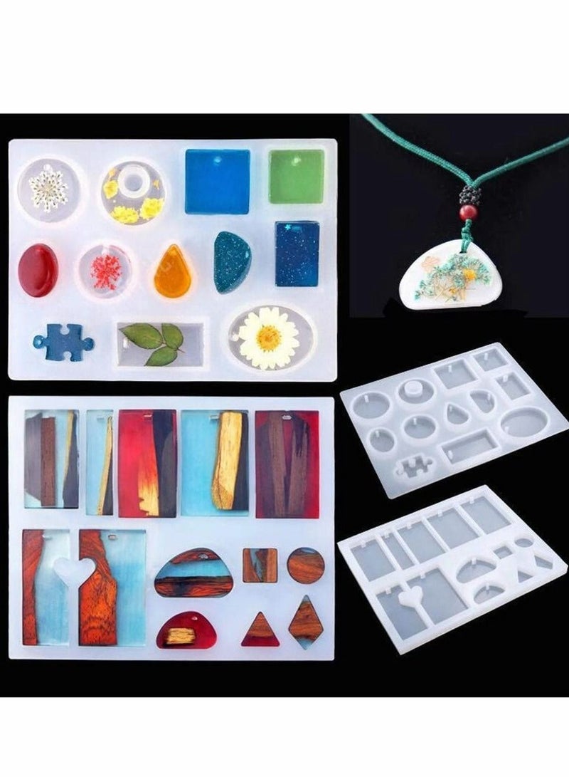 Excefore Handmade Crystal Glue Mold Set 83 Pcs Silicone Resin Kits Epoxy Resin Moulds for Jewelry Earrings Necklace Bracelet Nail Art Stencils Handmade Craft  - Image 5