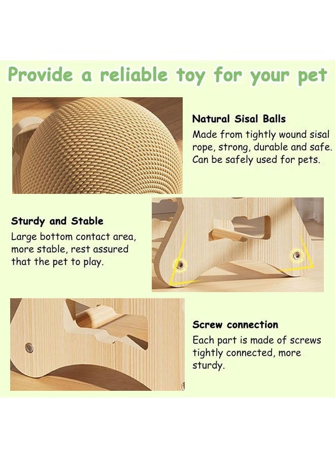 Cat Scratching Post, Cat Scratch Toy, Natural Sisal Cat Scratching Ball Cute Sisal Rope Cat Scratcher Rotating Ball Interactive Toys Nail Scratching Boll for Indoor Cats,Let Your Kitties Scratch,Play & Rest ,Easy to Assemble - Image 4