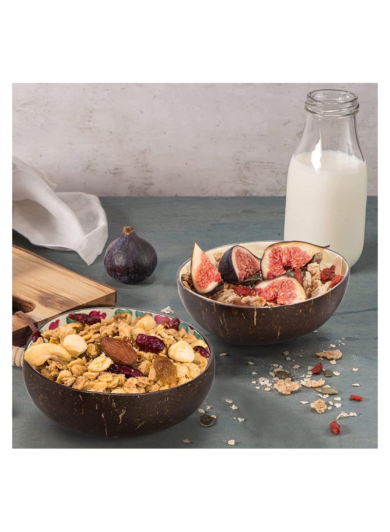 XiuWoo 4 Pack Coconut Shell Bowls Set with Assorted Beautiful Style Natural Decorative Coco for Smoothie Serving Fruits Dry Snack Handmade Vegan Friendly - Image 2