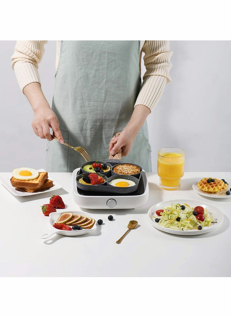 KASTWAVE Egg Pan,4-Cup Nonstick Egg Frying Pan,Easy Clean Egg Cooker Omelet Pan For Breakfast Swedish Pancake,Crepe Pan,Compatible with all heat sources(3-inch eggs) - Image 5