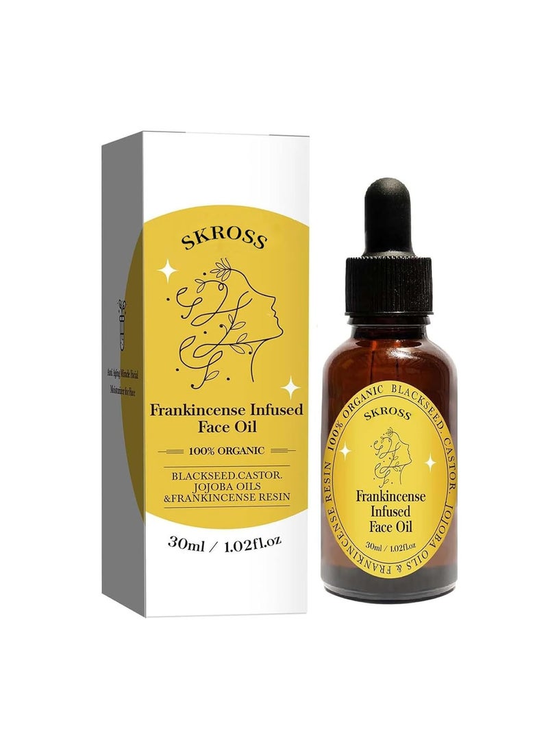SKROSS - Organic Frankincense Resin Face Oil  AntiAging Facial Serum with Black Seed Castor  Jojoba Oils  Deep Moisturizing  Skin Renewal - Image 1