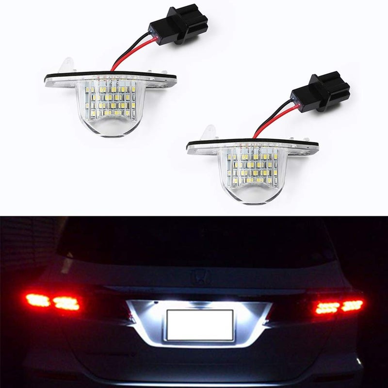 مجموعة مصابيح لوحة الترخيص LED من جيمبرو 2 قطعة لسيارات هوندا جاز وكروس تور وأوديسي وستريم وإنسايت وHRV وFRV وCRV وإيديكس مزودة بأضواء LED بيضاء زينون 18SMD