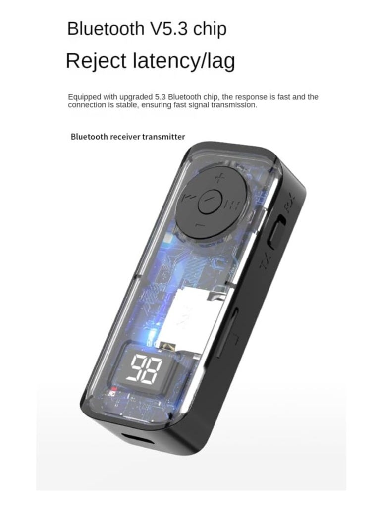 General - Bluetooth 5.3 Transmitter Receiver Adapter without AUX 3.5mm Stereo for Headphone TV PC Car Speaker with Digital Display - Image 1