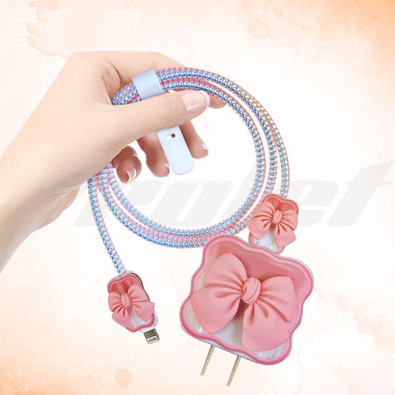 SKYCELL Charger Case Cover with Full Cable Protector 3D Cute Pattern Compatible for iPhone Charger Only 18W & 20W iPhone 16,iPhone 13,iPhone 15,iPhone 14 (Pink Bowl) - Image 3