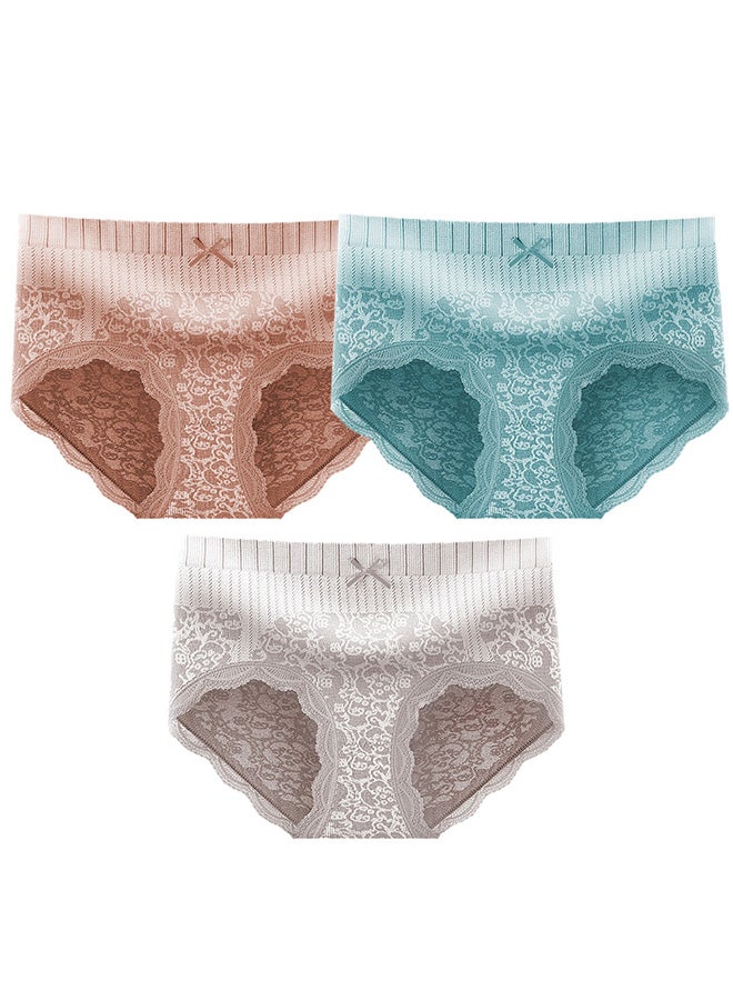 MARGOUN 3 Packs Women's Large Size Lace Panties with High Waist Comfortable and Stylish Underwear for a Flattering Silhouette/L(waist 64-72/Weight 55~65kg) - Image 3