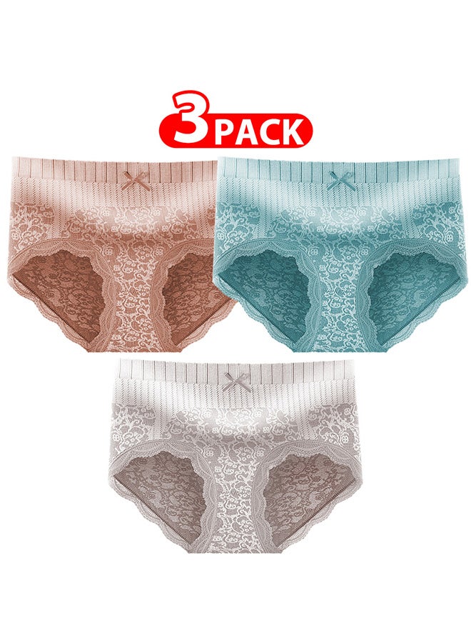 MARGOUN 3 Packs Women's Large Size Lace Panties with High Waist Comfortable and Stylish Underwear for a Flattering Silhouette/L(waist 64-72/Weight 55~65kg) - Image 1