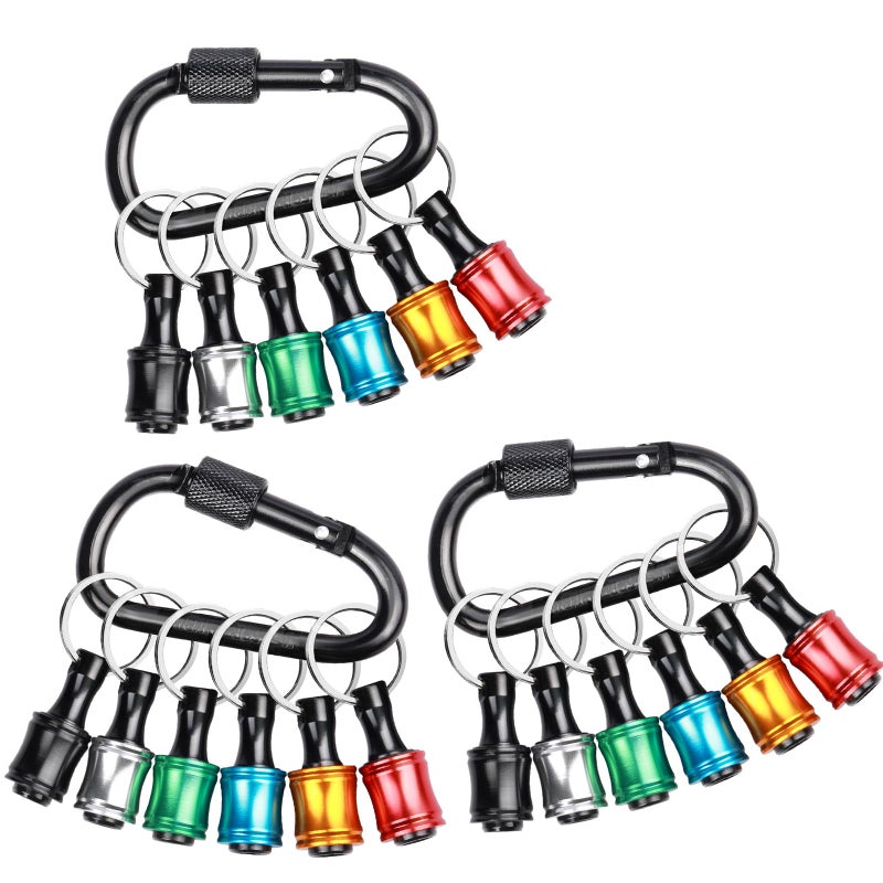 Sopclane 18PCS 1/4 Hex Shank Drill Bit Holder Keychain Extension Bar Quick Release Bit Holders for Impact Driver Drill Bit, Screwdriver Bit Holder, Tools and Gifts for Men - Image 1