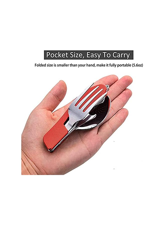 erorex 4-In-1 Bbq Camping Utensils, Multifuctional Tool, Such As Fork Spoon Knife Bottle Opener, Stainless Steel Folding Camping Cutlery Tool For Picnic Travel Bbq Outdoor & Backpacking - Image 4