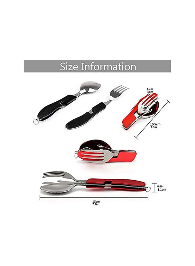 erorex 4-In-1 Bbq Camping Utensils, Multifuctional Tool, Such As Fork Spoon Knife Bottle Opener, Stainless Steel Folding Camping Cutlery Tool For Picnic Travel Bbq Outdoor & Backpacking - Image 3