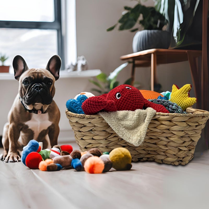 OtterPets Dog Toy Basket, Hyacinth Cat & Dog Bone Shaped Basket, Wicker Pet Toy Bin Organizer, Dog Toy Storage (17x13 Hyacinth) - Image 5