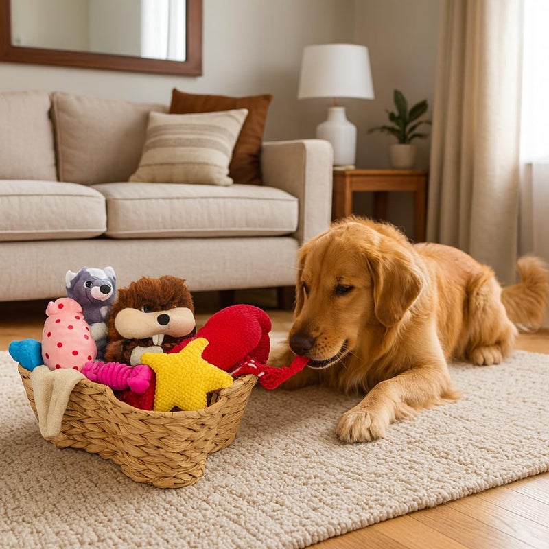 OtterPets Dog Toy Basket, Hyacinth Cat & Dog Bone Shaped Basket, Wicker Pet Toy Bin Organizer, Dog Toy Storage (17x13 Hyacinth) - Image 4