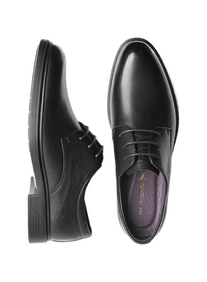 RED DRAGONFLY Hongqingting Spring And Summer Cowhide Business Formal Leather Shoes, Comfortable Flat Heel Office Shoes For Men, Derby Shoes, Wta13124, Black, Size 38 - Image 3