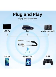 ESSAGER Aux Bluetooth Adapter for Car, Noise Cancelling Bluetooth 5.0 Receiver,Lossless Music USB to 3.5mm Jack Audio Adapter with Built-in Microphone for Car Kits/Home Stereo/Handsfree Call Speaker  - Image 5