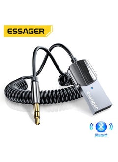 ESSAGER Aux Bluetooth Adapter for Car, Noise Cancelling Bluetooth 5.0 Receiver,Lossless Music USB to 3.5mm Jack Audio Adapter with Built-in Microphone for Car Kits/Home Stereo/Handsfree Call Speaker  - Image 1