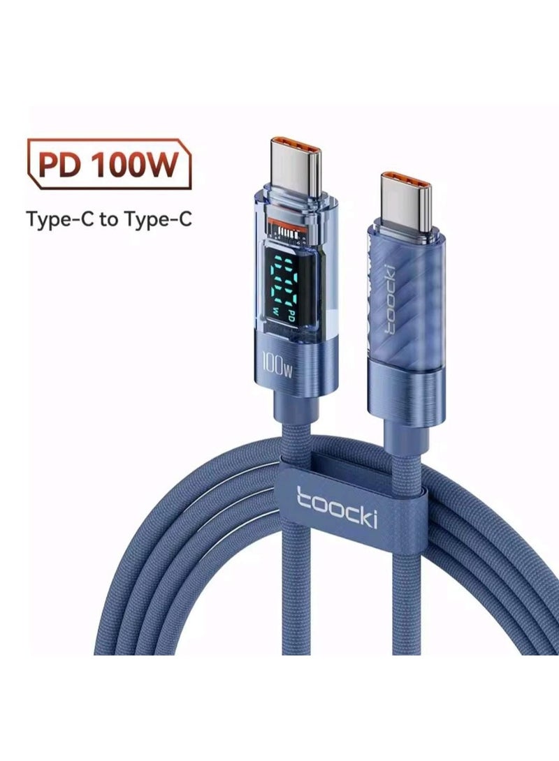 Toocki Type C to Type C Cable 100W PD Display Fast Charging Charger USB C to USB C Transparent Cable - Image 1