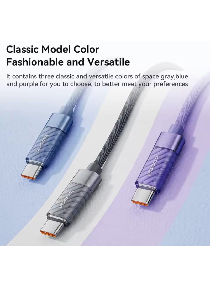 Toocki Type C to Type C Cable 100W PD Display Fast Charging Charger USB C to USB C Transparent Cable - Image 2