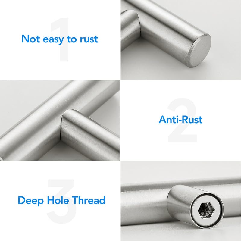 HOME EDIT Brushed Nickel Cabinet Handles 3 Inch Hole Spacing Stainless Steel Drawer Pulls for Cabinets, Dresser, Bathroom 30 Pack - Image 3
