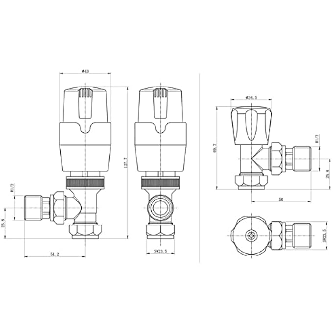 KRA-195 THERMOSTATIC RADIATOR ANGLED VALVES: ANTHRACITE GREY - Image 2