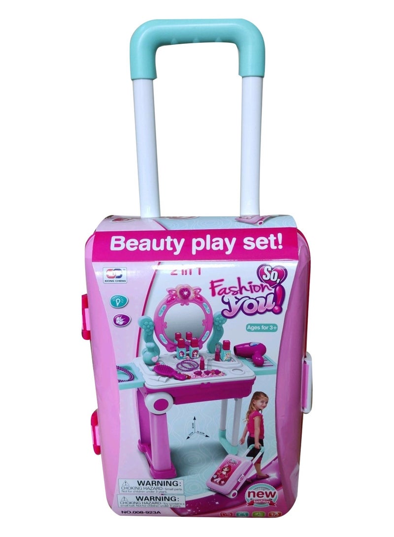 Beauty Play Set, Beauty Makeup kit, Deluxe Pink Kids Vanity & Dressing Table Play Set - Toddler Beauty Makeup Kit with Mirror and Chair for Role Play - Image 5