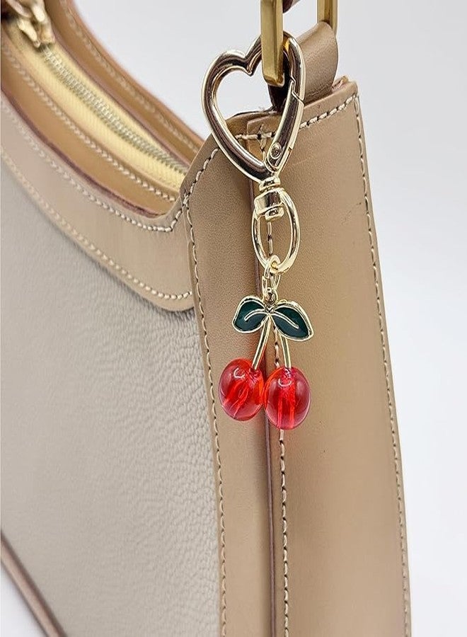 Nishchay تعليقة حقيبة نيششاي | مجموعة ميداليات مفاتيح على شكل قلب من الفراولة والكرز - تعليقات فواكه لطيفة مع لمسة من زهرة الأقحوان، إكسسوارات حقائب أنيقة للنساء والمراهقات والفتيات - Image 5
