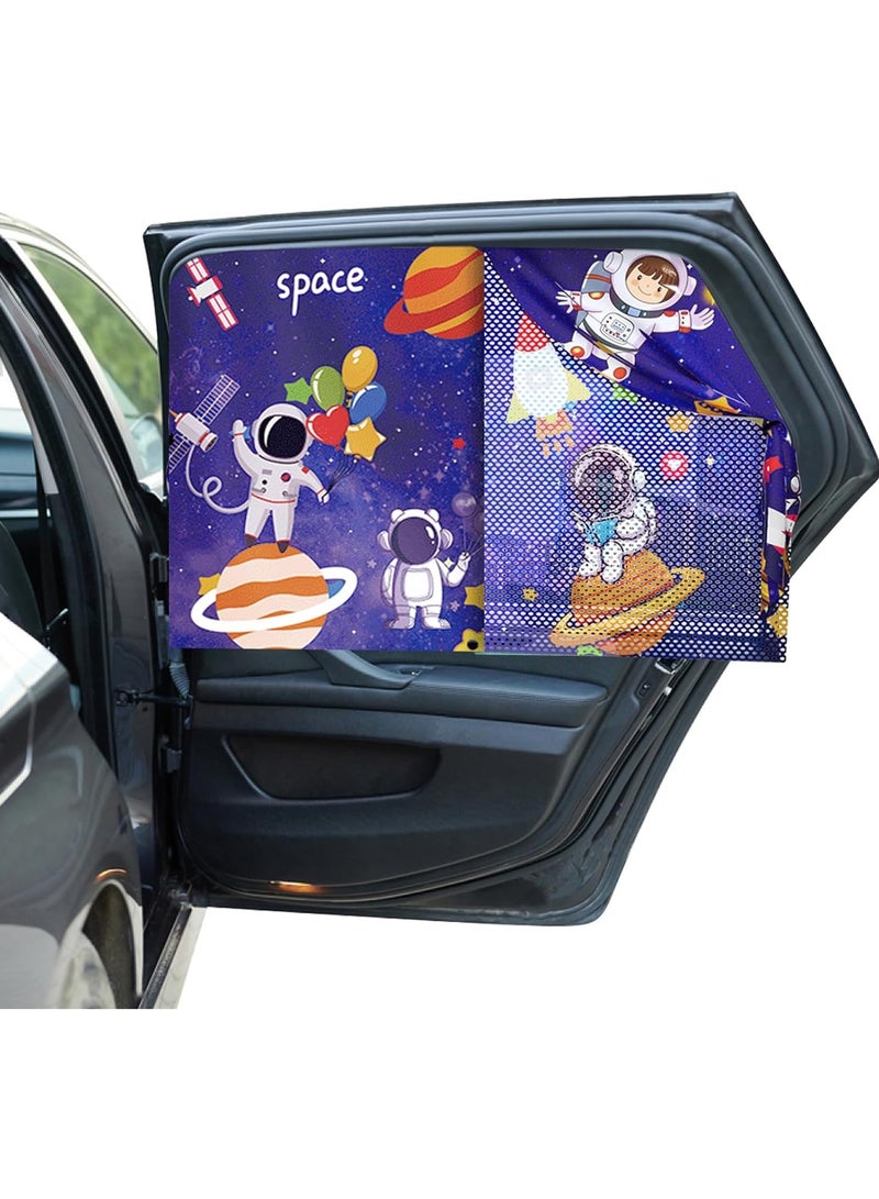 general 2 Pieces Side Window Magnetic Car Curtains, Baby SUV Cartoon Double Layer Car Curtains, Heat and UV Protection Car Curtains, Baby Window Shades - Image 1