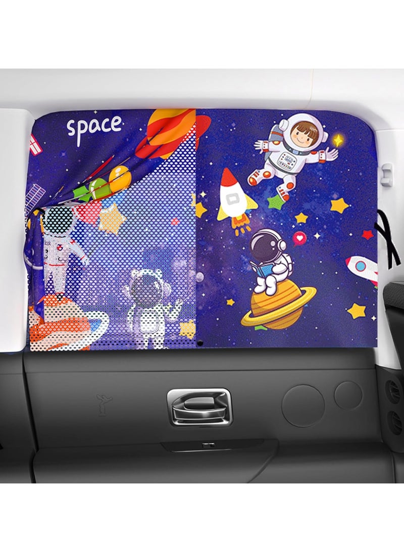 general 2 Pieces Side Window Magnetic Car Curtains, Baby SUV Cartoon Double Layer Car Curtains, Heat and UV Protection Car Curtains, Baby Window Shades - Image 2