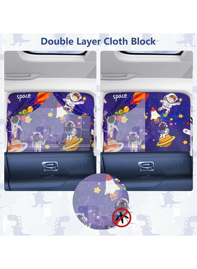 general 2 Pieces Side Window Magnetic Car Curtains, Baby SUV Cartoon Double Layer Car Curtains, Heat and UV Protection Car Curtains, Baby Window Shades - Image 4