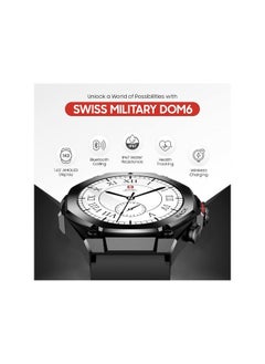 SWISS MILITARY Swiss Military DOM6 Smartwatch 1.43" AMOLED, Bluetooth Calling, Multi Language, Health & Sports Tracking, Wireless Charging, 7 Days Battery, IP67, iOS/Android Compatible, Black Frame with Black Strap  - Image 2