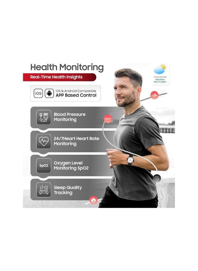 SWISS MILITARY - Swiss Military DOM6 Smartwatch 1.43" AMOLED, Bluetooth Calling, Multi Language, Health & Sports Tracking, Wireless Charging, 7 Days Battery, IP67, iOS/Android Compatible, Black Frame with Black Strap - Image 1
